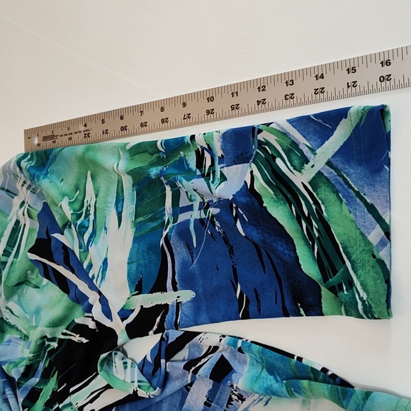 Bon Worth Blouse Top Petite M Abstract Tropical Print Hawaiian Vacation Beach - Picture 9 of 10